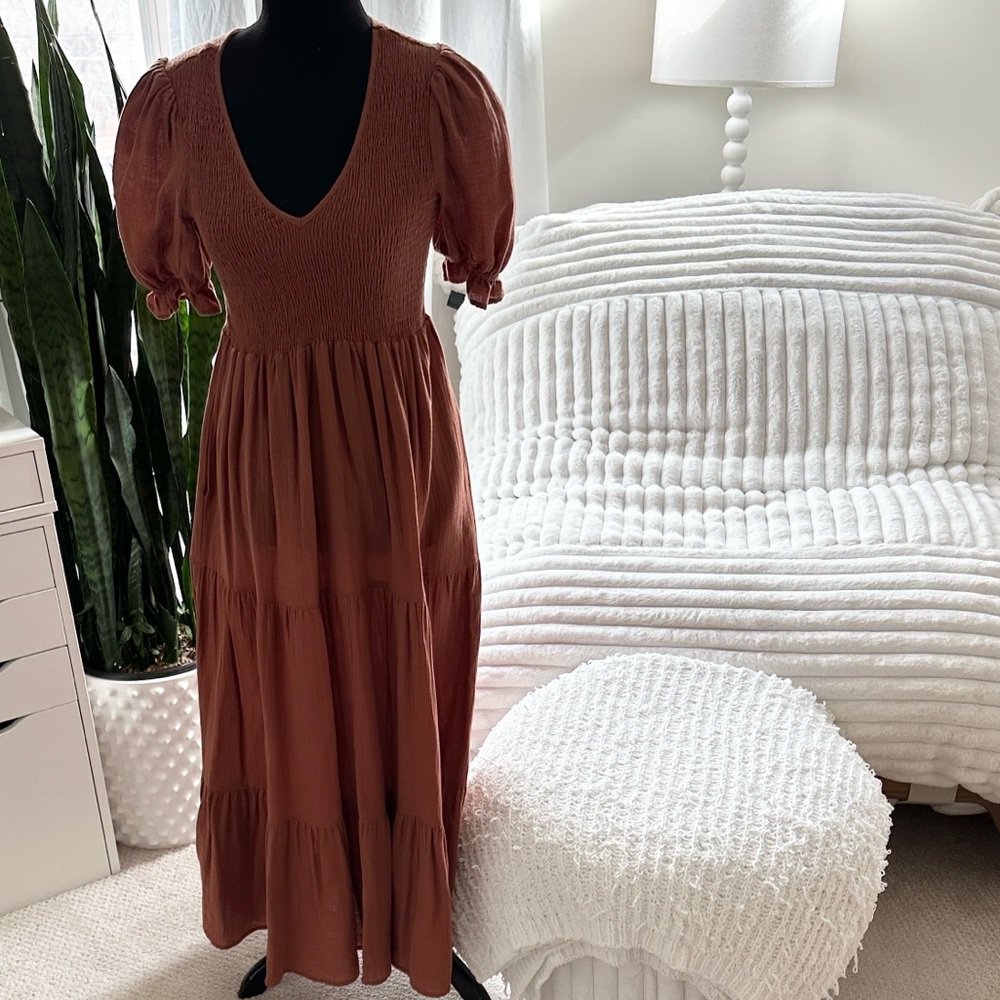 Christy Dawn Brooklyn Terracotta Short Sleeve Dress